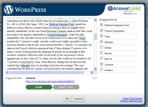 Answer Links Word Press Plug-in